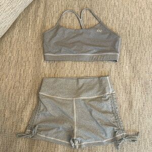 Muscle Nation 💪🏻 Tie Up Scrunch Shorts and Sports Bra SET - Ash Grey M